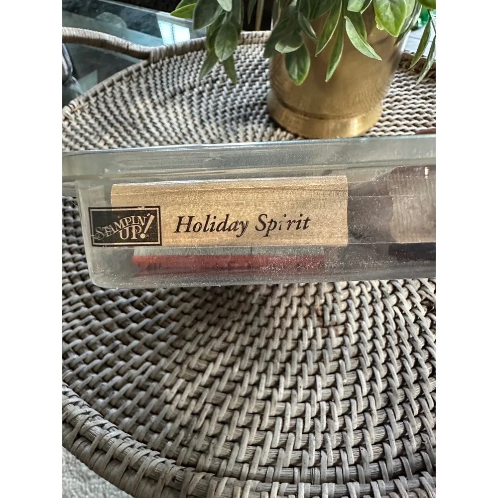 Stampin Up Holiday Spirit Wood Mount Rubber Stamp Set 2003 Christmas 6 Piece EUC